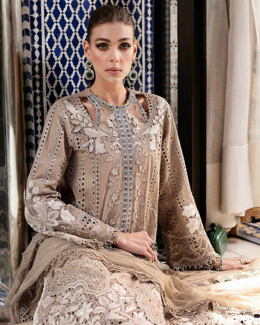 Light Brown Luxury Lawn Outfit for Eid and Summer