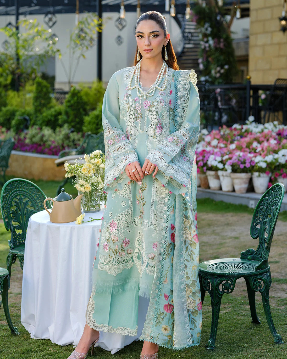 Light Blue Embroidered Lawn Outfit | Eid & Festive Women Clothing Zelvish Light Blue Embroidered Lawn Outfit | Eid & Festive Women Clothing Zelvish