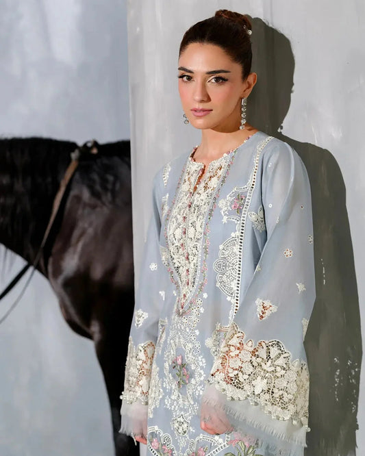 Gray Dress Design in lawn for Eid Collection