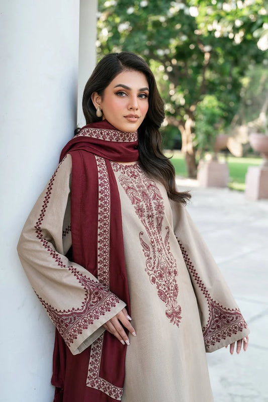 Embroidered Dress for Women with Maroon Dupatta