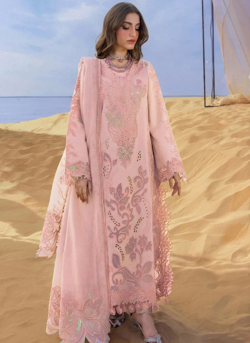 womens white fit and flare dress Sky Laurel Embroidered Abaya– Eid & Ramadan Modest Long Dress (LXS8) main image 1