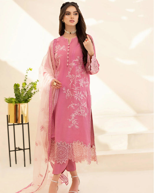 Soft Pink Lawn Dress Design with Minimal Look