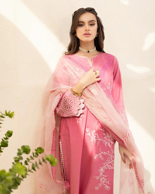 Soft and Modern Lawn Dress Design with Premium Organza Dupatta