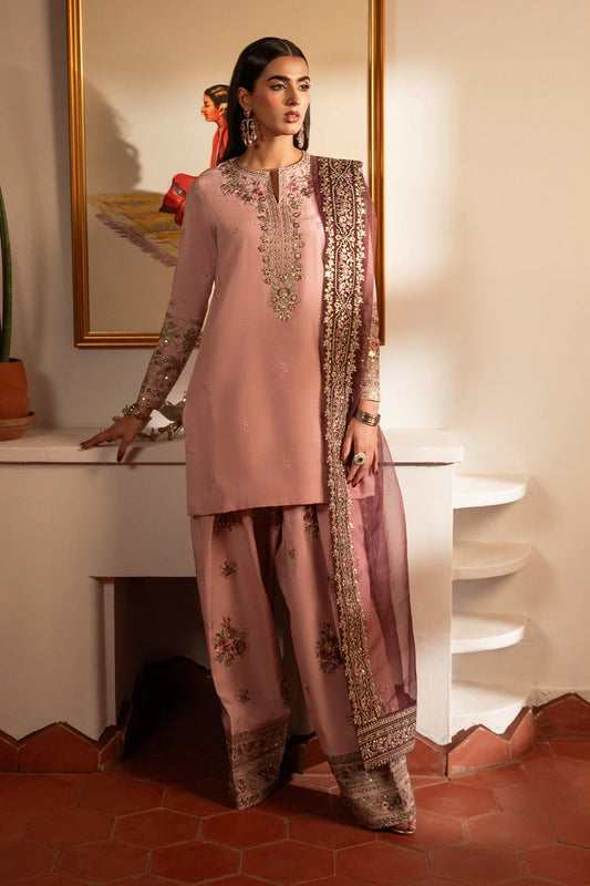 Luxury Embroidered Lawn Suit in Royal Pink Color  for Eid Collection