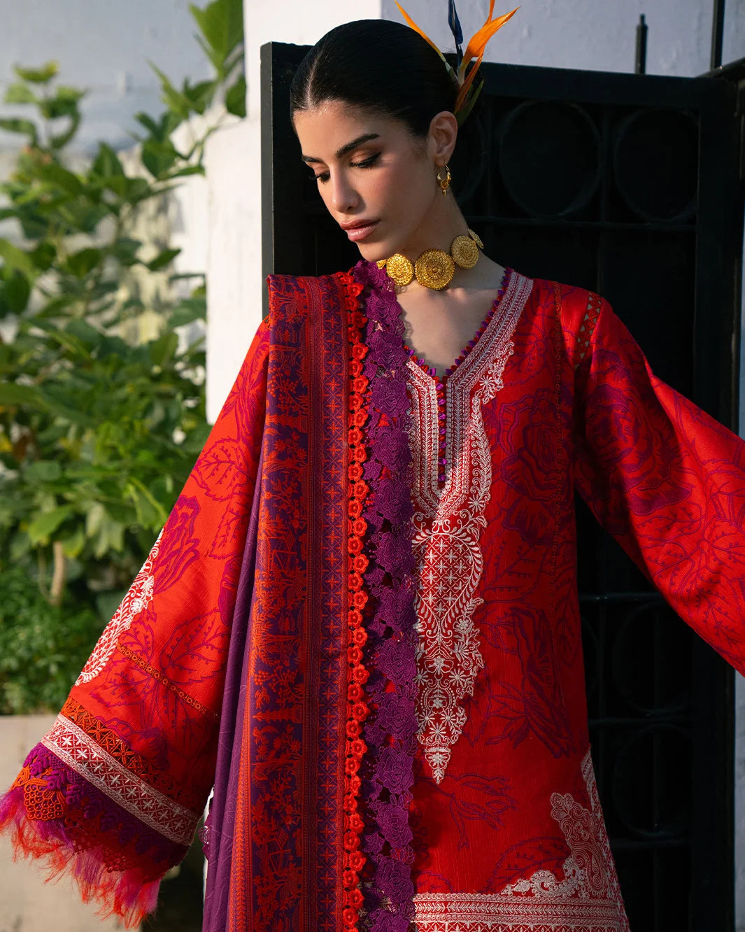 Luxury Red Embroidered Lawn Suit for Eid Collection 2026