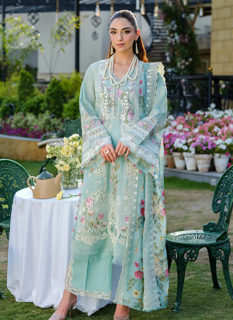 Light Blue Embroidered Lawn Dress for Women Festive and Eid Collection