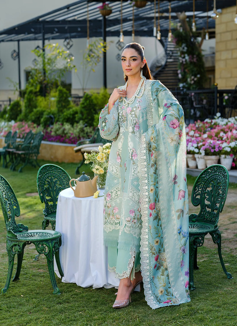 ZV-SM-21A Light Blue Lawn Dress Design for Women Eid Collection