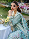 Premium Embroidered Lawn dress in light blue color