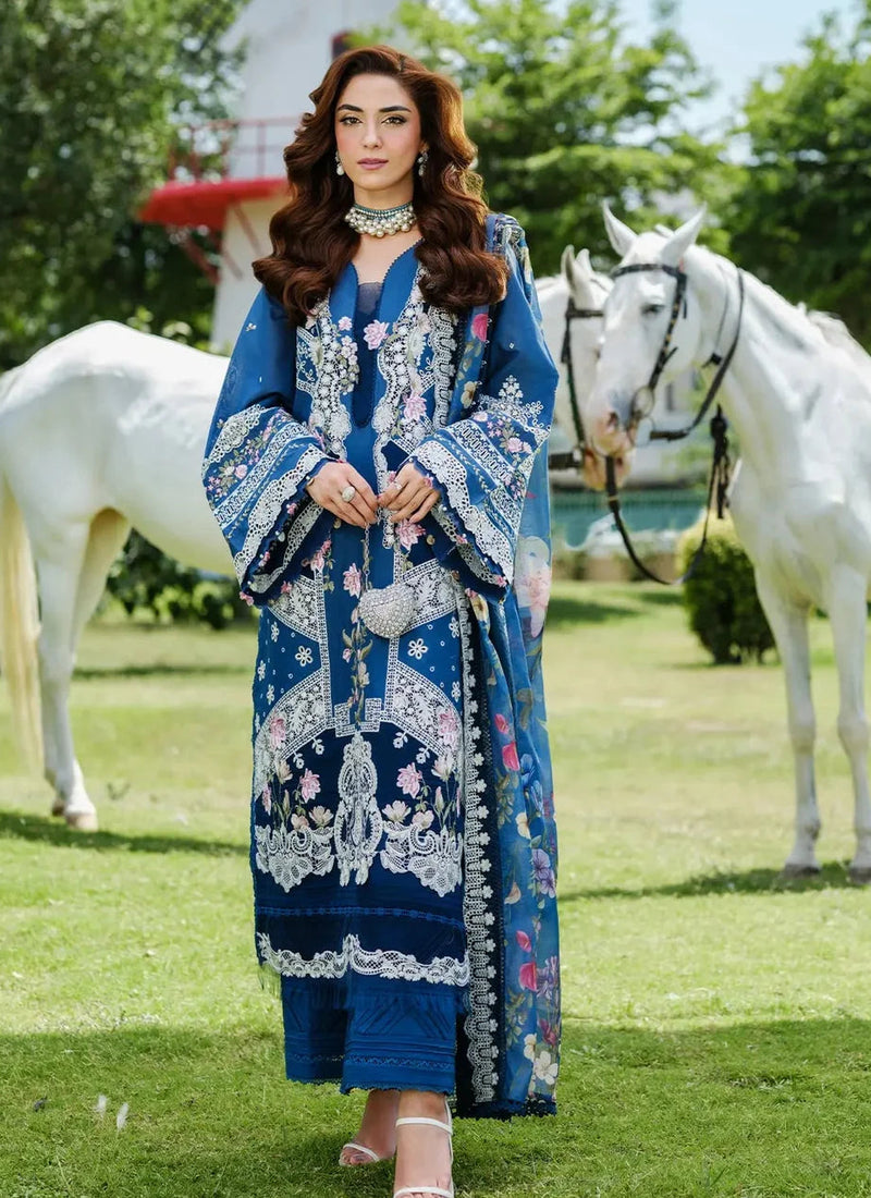 Royal Blue Embroidered Dress for Festive Collection