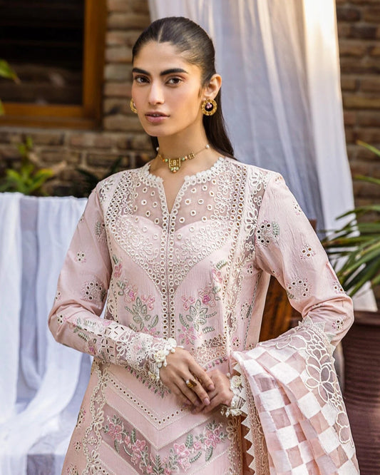 Peach Color Lawn Dress for festive collection