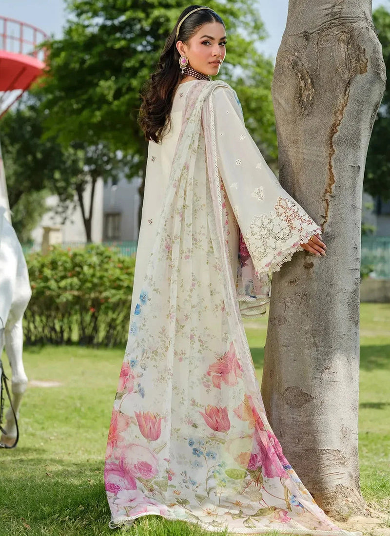 Off White Lawn Embroidered Dress Design for Eid Collection – Zelvish
