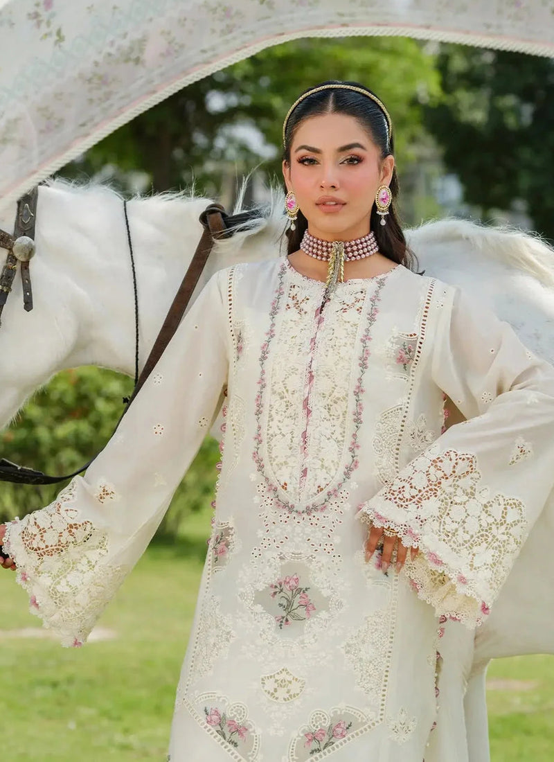 Off White Lawn Embroidered Dress Design for Eid Collection – Zelvish