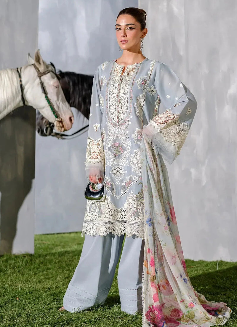 Gary color Lawn Dress for Women's Eid Collection