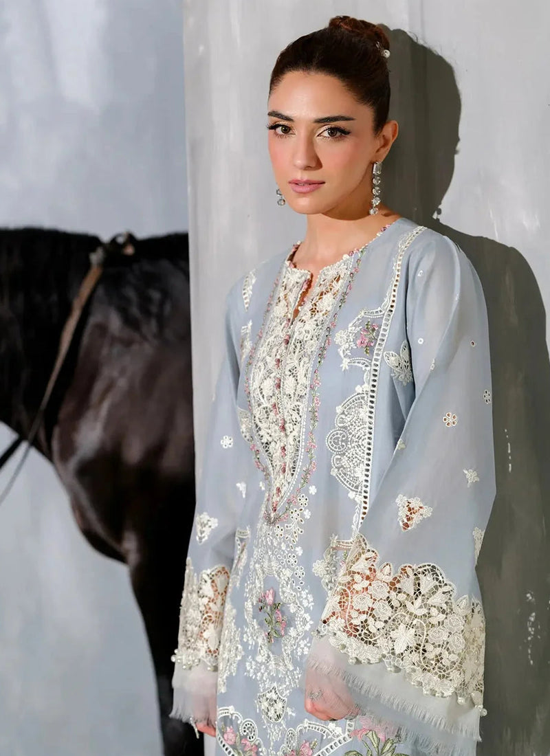 Gray Dress Design in lawn for Eid Collection