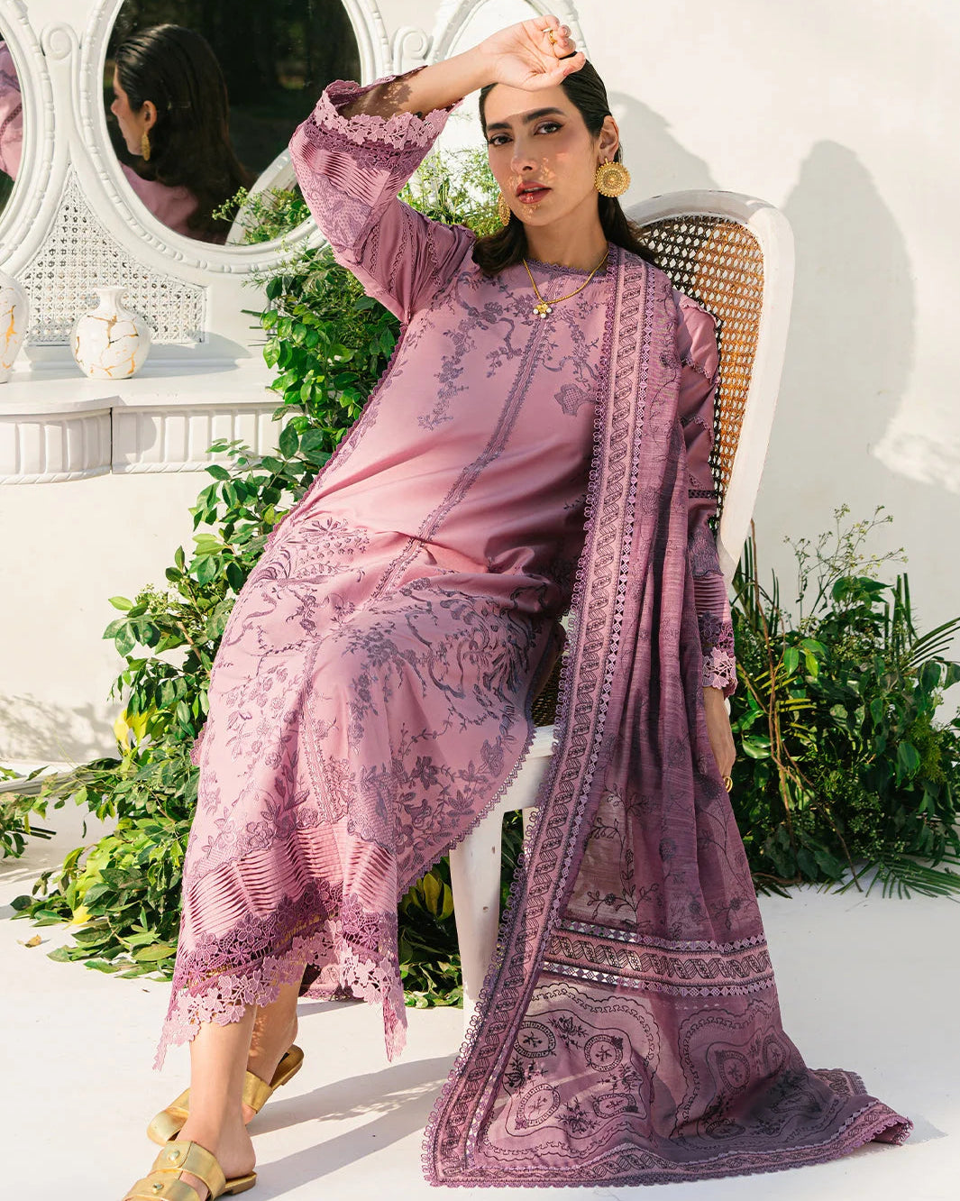 Magenta Lawn Dress for Women