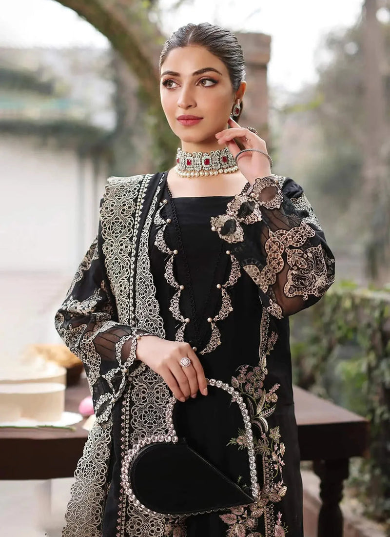 Black Embroidered Lawn Dress for Women