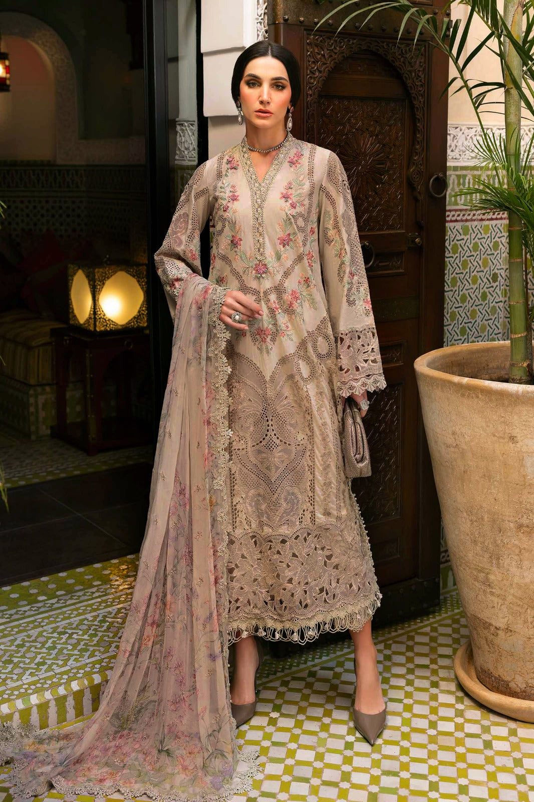 knee length dresses for ladies Maria B D-2410-B Luxury Lawn Collection 2024 – Sara Clothes main image 0